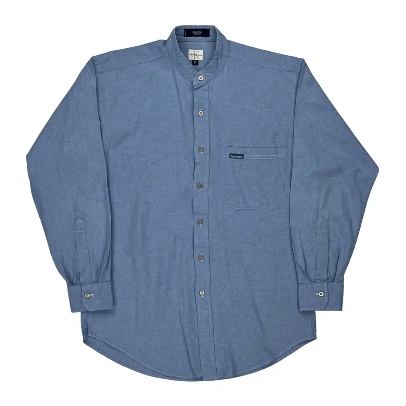 Calvin Klein Jeans Collarless Shirt - Medium Blue Cotton
