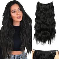 Vigorous Halo Hair Extensions with Transparent Wire Hairpieces for Women Long Wavy Secure Clips Synthetic Secret Hairpieces H...