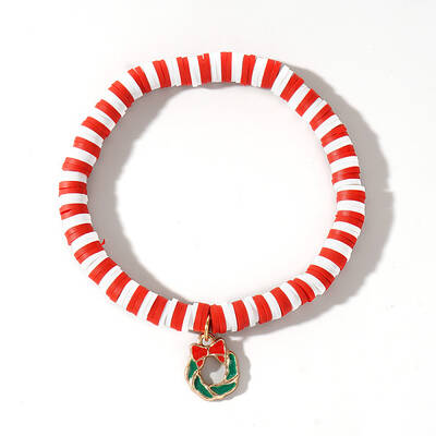 Elegant Christmas Handmade Polymer Clay Heishi Beaded Stretch Bracelets