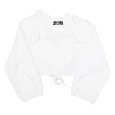 Womens Cropped Blouse White 3/4 Sleeve S