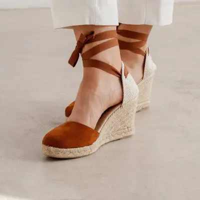 Galera Vegan Suede Espadrille Wedges - Caramel | Select size: 7.5 US (38EU) | Color: Caramel Brown