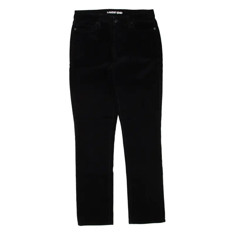 LANDS END Womens Corduroy Trousers Black Regular Bootcut W30 L31