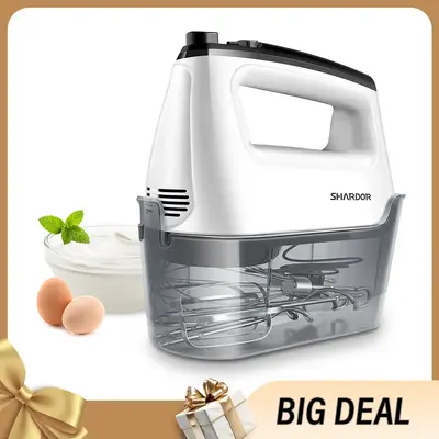 SHARDOR 6 Speed Hand Mixer Electric, Turbo Handheld Mixer with 5 Stainless Steel Accessories and Snap-On Storage Case, Electi...