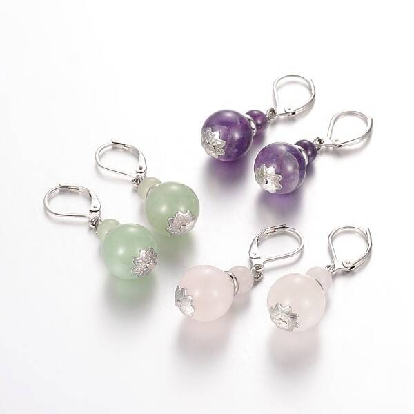 Calabash Natural Gemstone Leverback Earrings