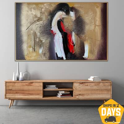 Original Colorful Acrylic Painting Minimalist Artwork Modern Abstract Wall Decor for Living Room | EMBRACE 25.6"x39.4&qu...