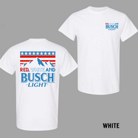 Red White And Busch Light 2 sided T-shirt, 4th of July Merch, Patriotic Drinking Shirt, Casual Streetwear Top, Graphic Tee Fo...