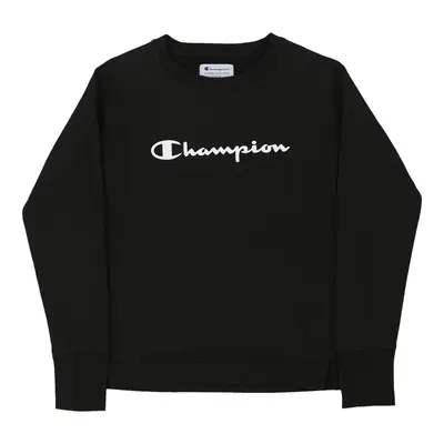 Champion Spellout Sweatshirt - Small Black Cotton Blend