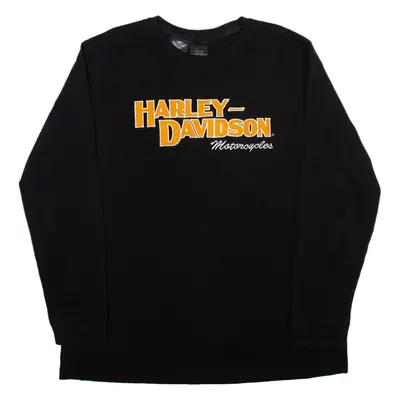 HARLEY DAVIDSON Mens Biker T-Shirt Black Long Sleeve USA 2XL