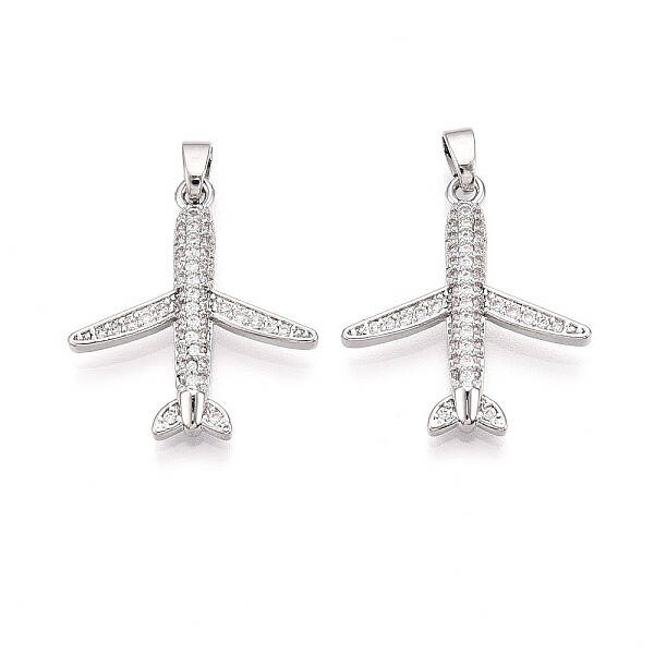 Brass Micro Pave Cubic Zirconia Pendants