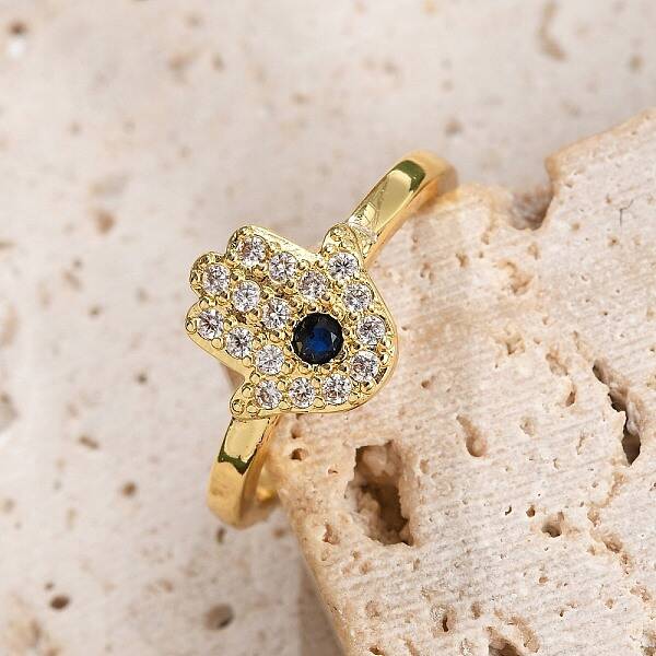 Rack Plating Brass Micro Pave Cubic Zirconia Open Cuff Finger Rings for Women