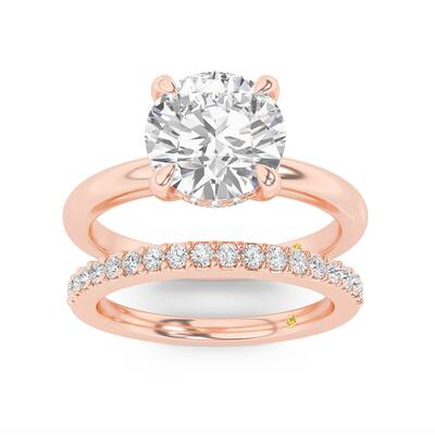 Fez Lab Grown Round Diamond Engagement Ring with the Orion Wedding Band | 14K Rose Gold 1 1/3 ct. tw.