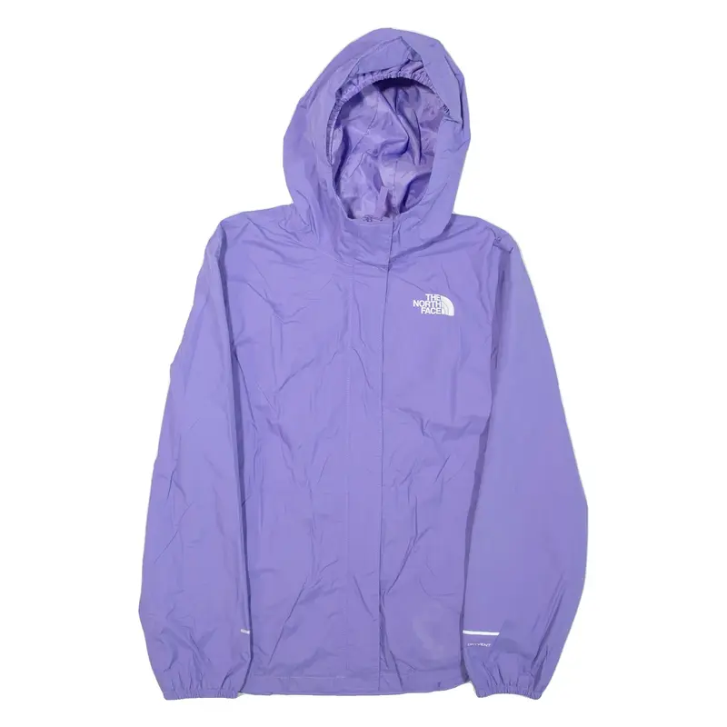 THE NORTH FACE Girls Rain Jacket Purple Nylon Hooded XL