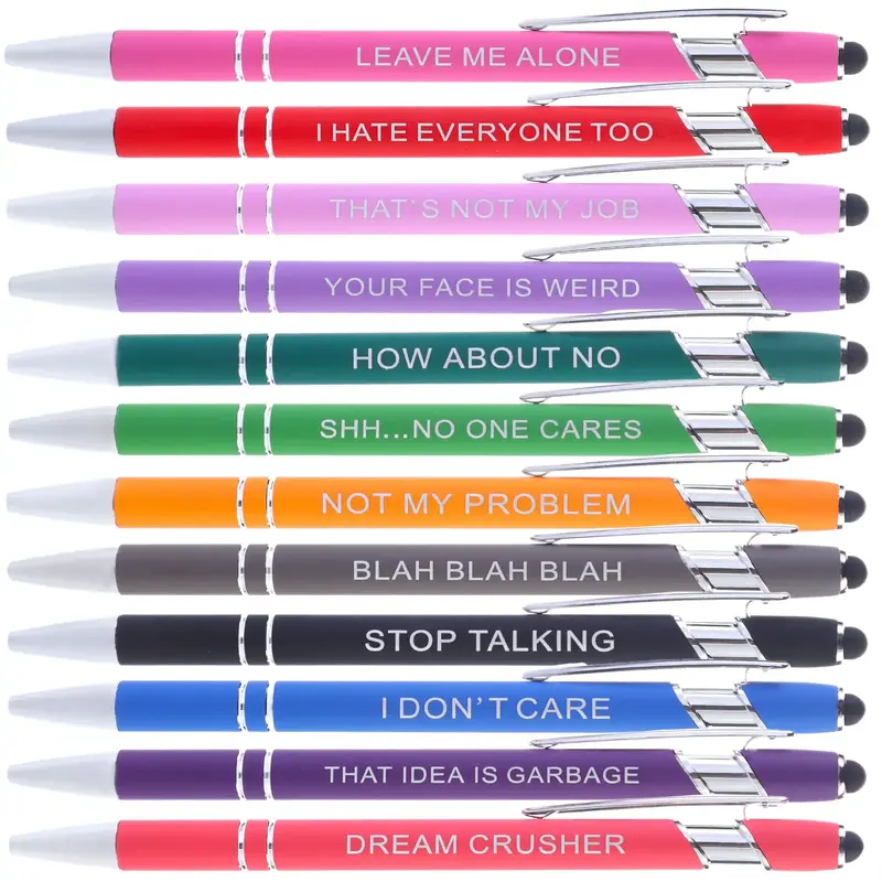 48 ballpoint pen kit -48 inspirational metal pens - black ink ballpoint pens for student teacher office (multi-color)