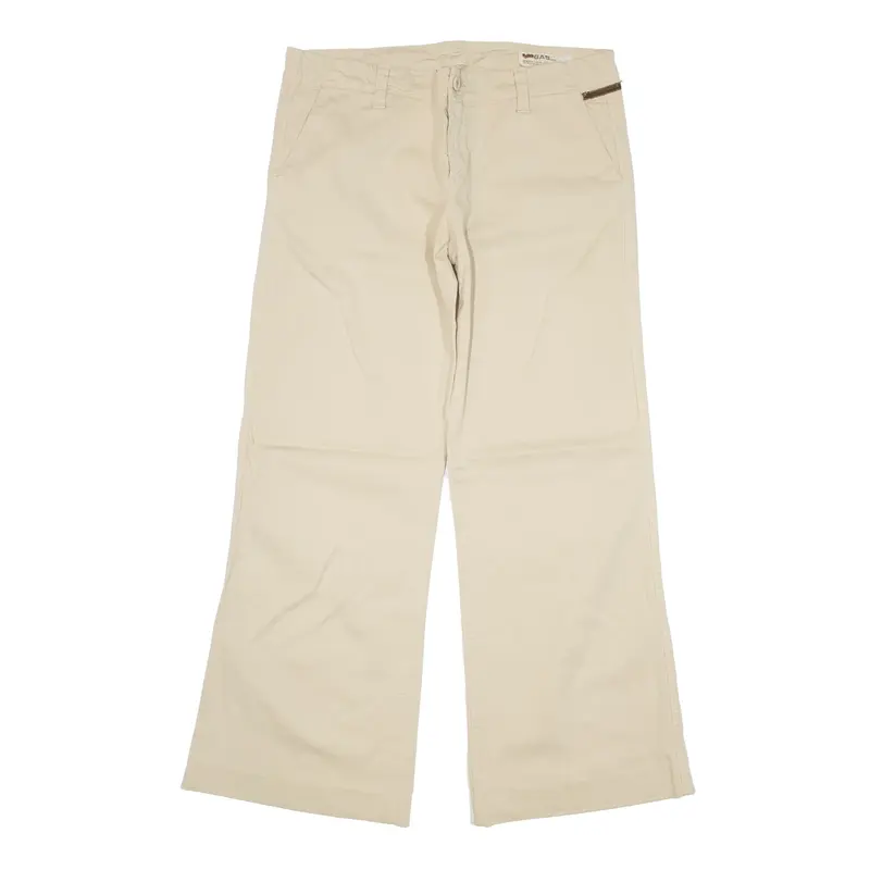 GAS JEANS Stretch Chino Trousers Beige Regular Flared Womens W32 L29