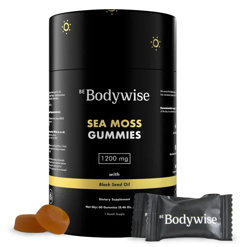 Be Bodywise by Root Labs Sea Moss Gummies | With Black Seed Oil, Burdock Root, KSM-66 Ashwagandha & Bladderwrack | 60 Gummies