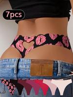 Women's Plain / Heart Print Thong, Breathable Comfortable Panty for Daily Wear, Women's Underwear for All Seasons
