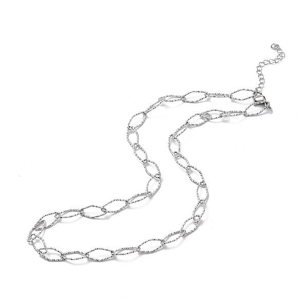 Non-Tarnish 304 Stainless Steel Rhombus Link Chain Necklace for Men Women