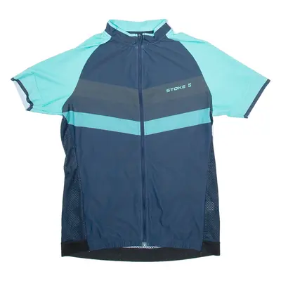 STOKE Full Zip Cycling Mens Jersey Blue L