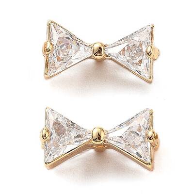 Brass Micro Pave Cubic Zirconia Beads
