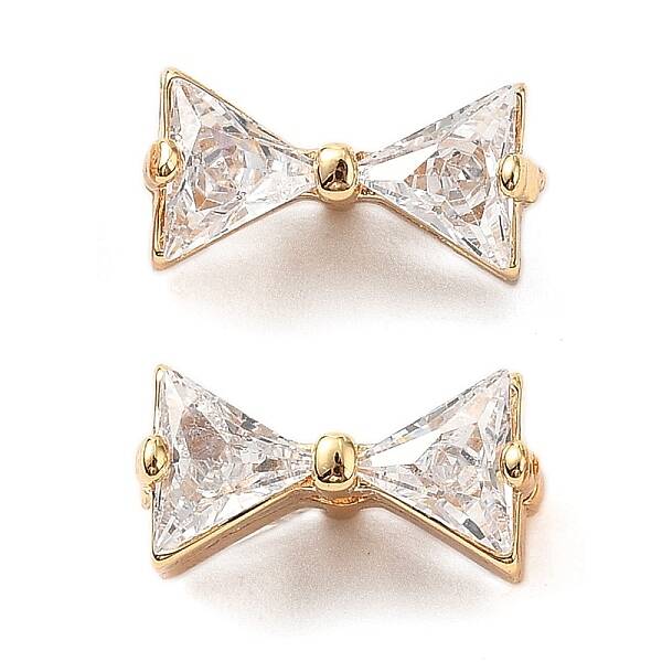 Brass Micro Pave Cubic Zirconia Beads