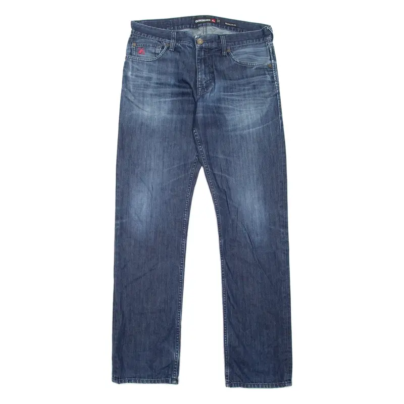 QUIKSILVER Mens Jeans Blue Regular Straight Stone Wash W31 L33