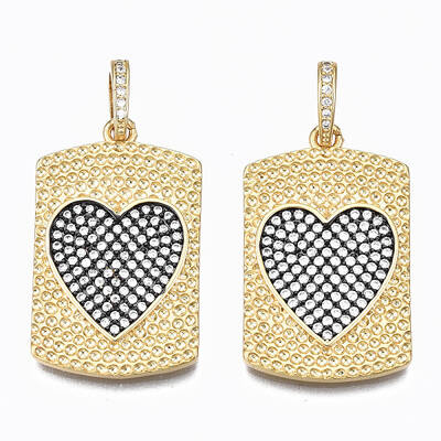 Brass Micro Pave Clear Cubic Zirconia Pendants