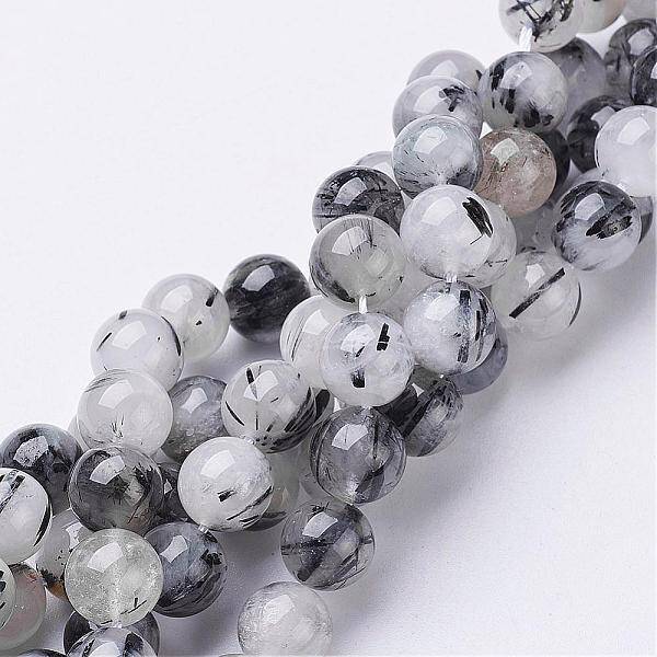 Natural Black Rutilated Quartz Beads Strands