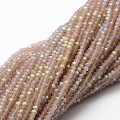Half AB Color Plated Faceted Rondelle Glass Bead Strands