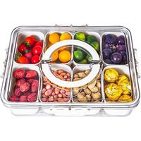 Divided Serving Tray with Lid and Handle - Snackle Box Charcuterie Container for Portable Snack Platters - Clear Organizer fo...