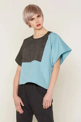 Mars Top (Grey and Aqua) | size: S