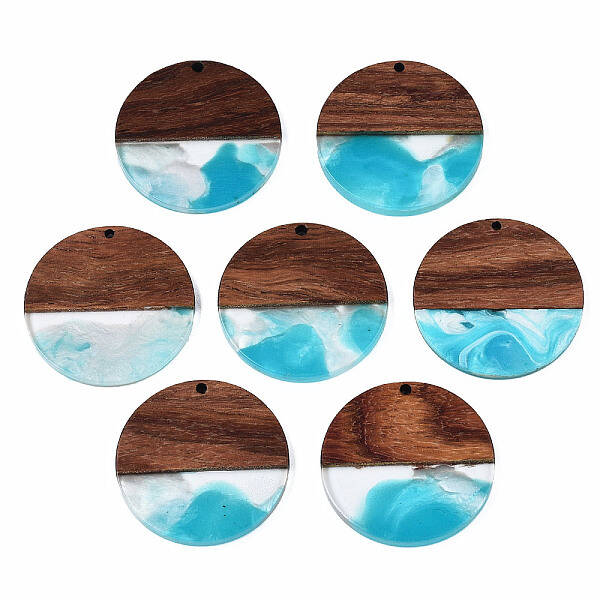Transparent Resin & Walnut Wood Pendants