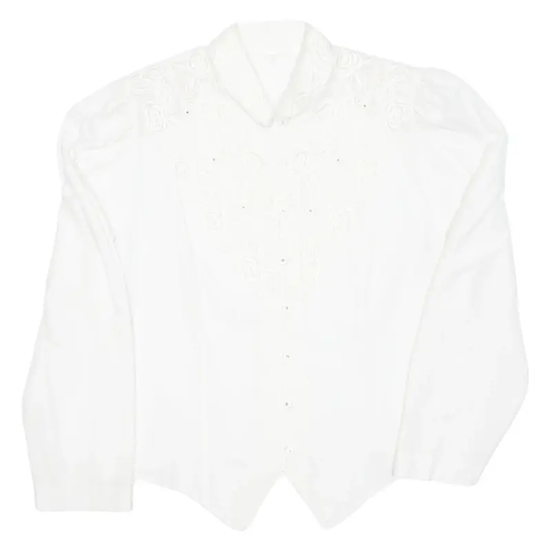 Womens Blouse White 3/4 Sleeve M