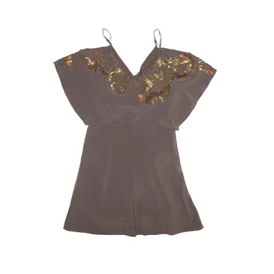 KAREN MILLEN Mini Dress Grey Silk Sleeveless Short Womens UK 6