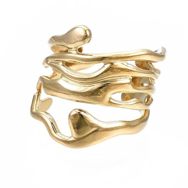 304 Stainless Steel Wave Open Cuff Ring