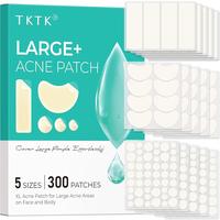 TKTK  Large Pimple Patches for Face(Strip, Contoured, Dot 5 Sizes 300 Count) , Acne Patches 60 x 20 mm, XL Hydrocolloid Banda...