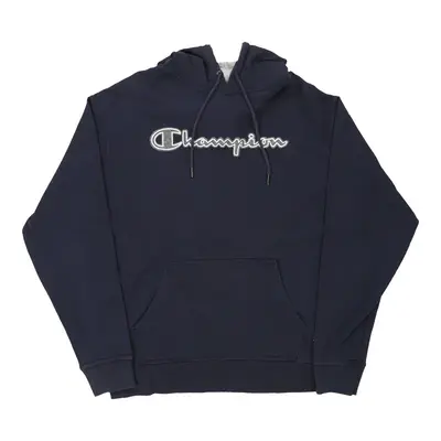 Champion Spellout Hoodie - XL Navy Cotton