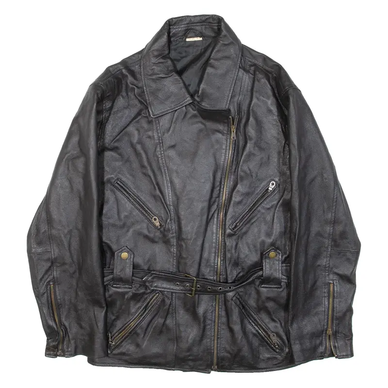 Womens Biker Jacket Black Leather UK 12