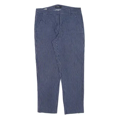 MAX MARA WEEKEND Striped Womens Trousers Blue Regular Tapered Linen W30 L26