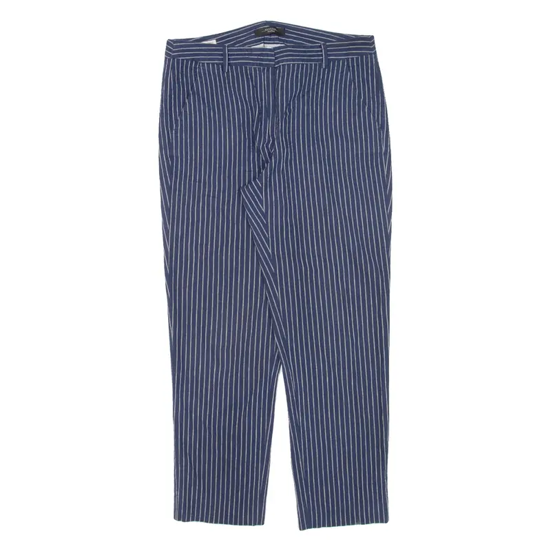 MAX MARA WEEKEND Striped Womens Trousers Blue Regular Tapered Linen W30 L26
