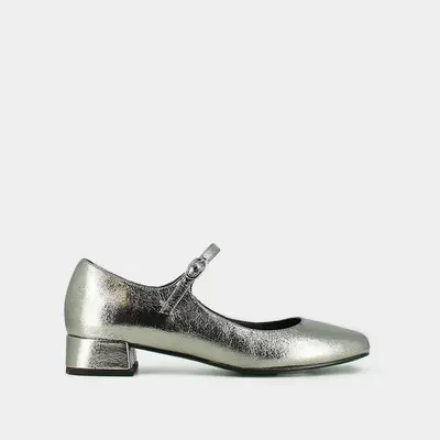 264- Dulci Cuir Metallise Argent-Fonce | Color: ARGENT FONCE | Size: 38