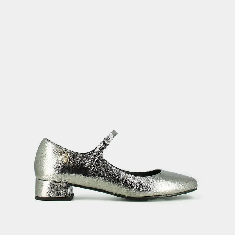 264- Dulci Cuir Metallise Argent-Fonce | Color: ARGENT FONCE | Size: 38