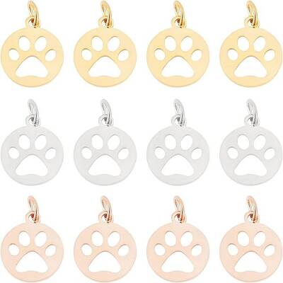 12Pcs 3 Colors 304 Stainless Steel Charms