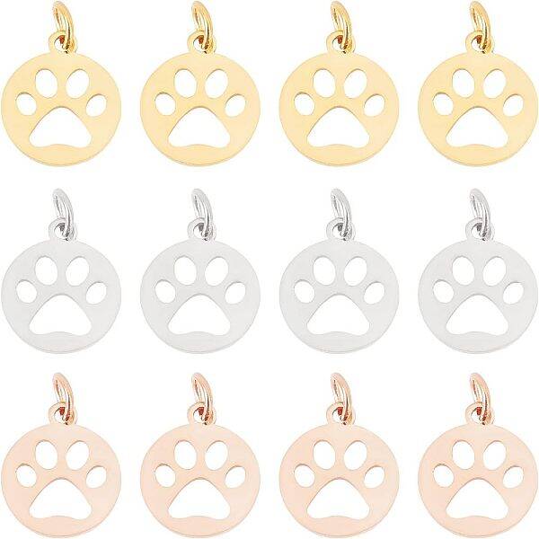 12Pcs 3 Colors 304 Stainless Steel Charms