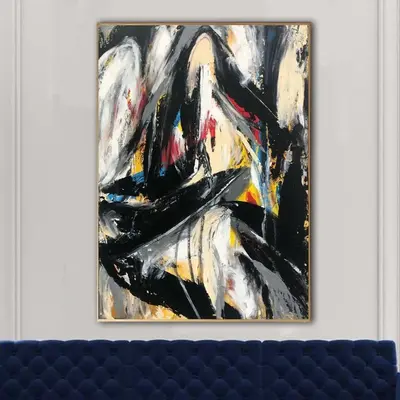 Abstract Painting on Canvas Dark Art Black Artwork Contemporary Wall Art 54x40 Art Brush Stroke Art Customized Painting for H...