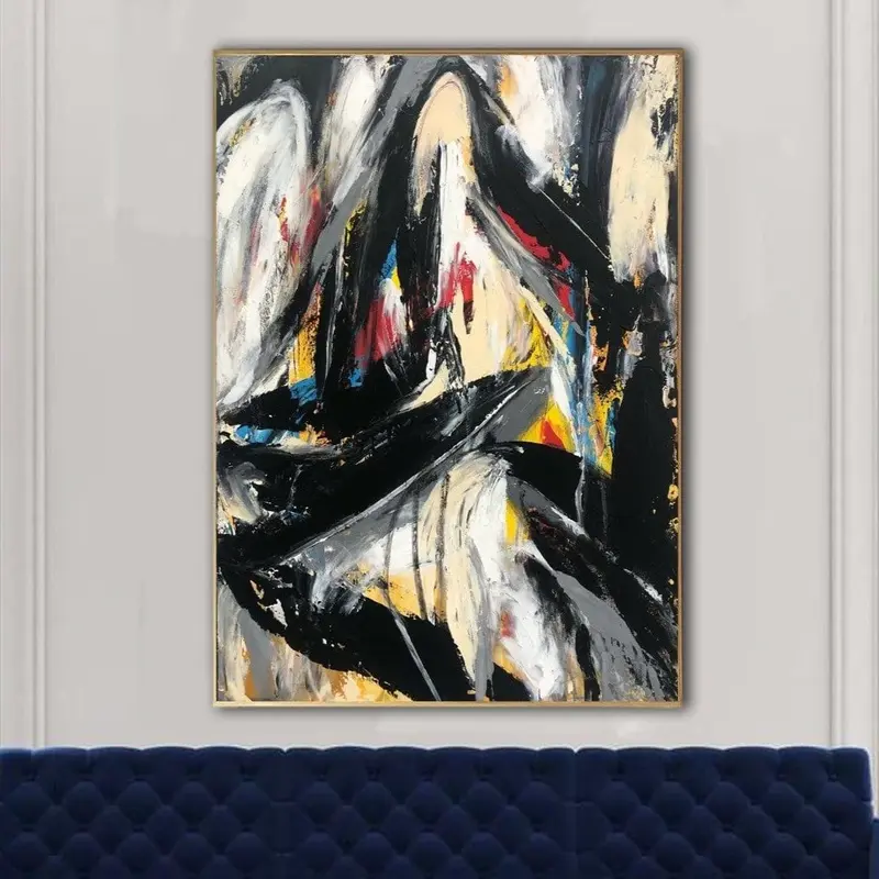 Abstract Painting on Canvas Dark Art Black Artwork Contemporary Wall Art 54x40 Art Brush Stroke Art Customized Painting for H...