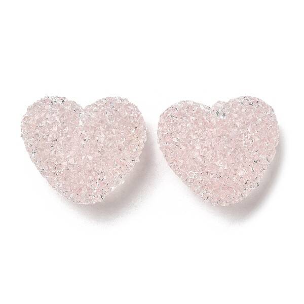 Drusy Heart Resin Rhinestone Beads