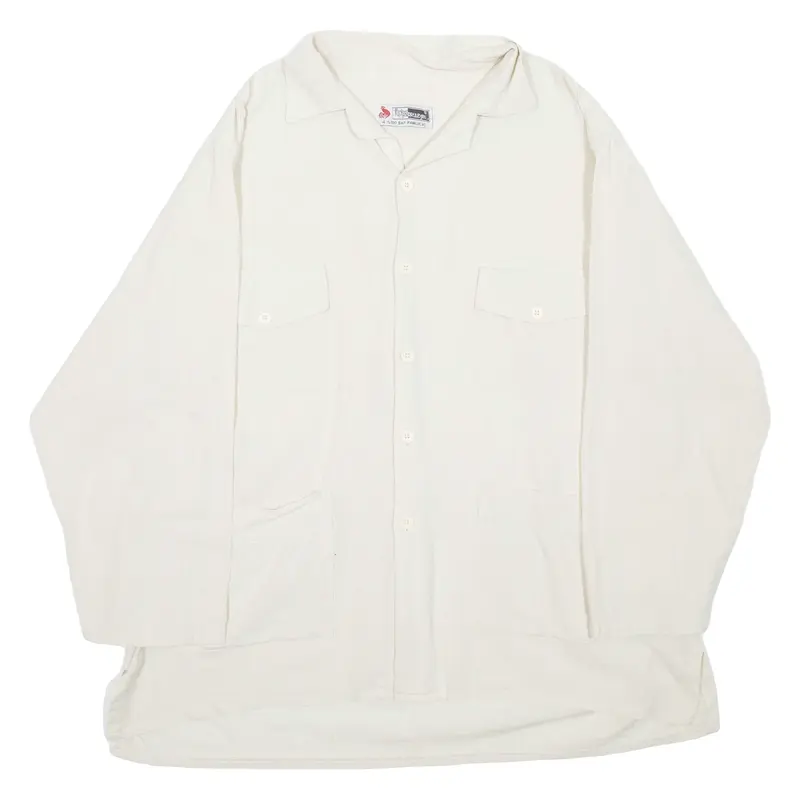 SANBULDAN Mens Plain Shirt Cream Long Sleeve XL
