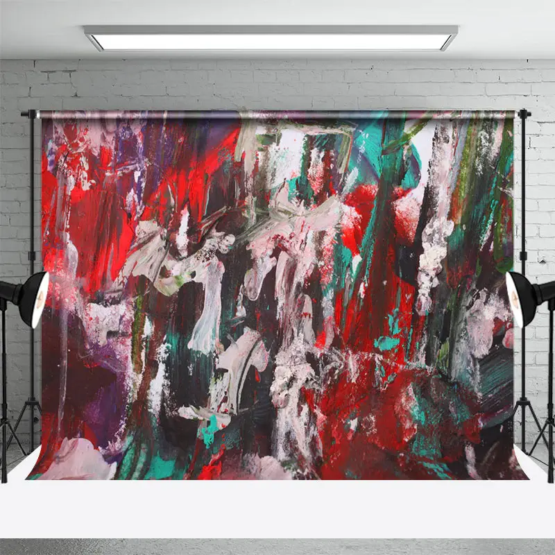 Abstract Red Green Graffiti Wall Backdrop For Photo - Aperturee