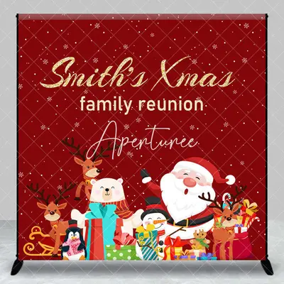 Aperturee Red Christmas Custom Name Family Reunion Backdrop, 3X3FT(1X1M), 15 USD, custom family reunion backdrops, DZYZHD1O53...