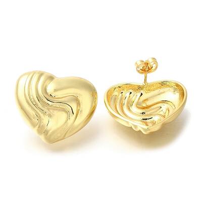 Rack Plating Heart Brass Stud Earrrings
